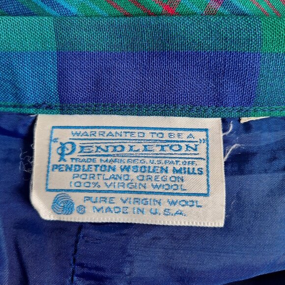 Vintage Pendleton blue green plaid skirt - Picture 3 of 4